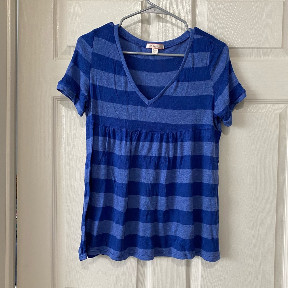 Blue striped sweater t-shirt.